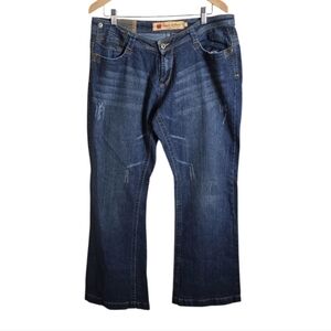 Vintage Y2K Apple Bottoms Jeans Dark Wash Rhinestone Embellished. Size 15/16